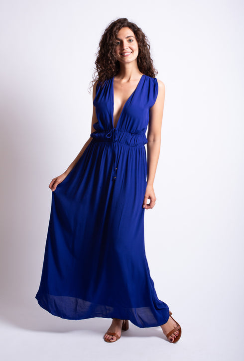 Langes Kleid mit tiefem Ausschnitt Mahalini